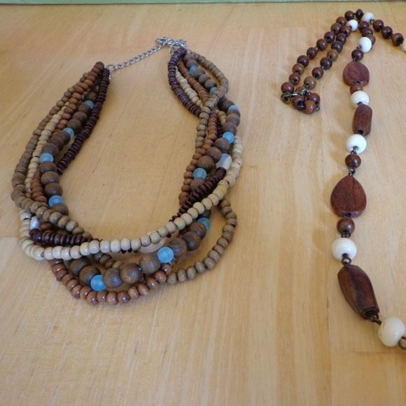 Sonoma 2 PC Set Multi Strand Beaded & Long Necklaces Southwestern Brown NEW - Picture 8 of 8